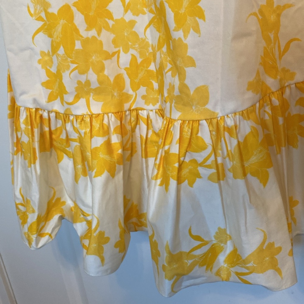 Sachin & Babi Lemon Yellow White Lily Floral Ruffle Hem Dress - Picture 5 of 5